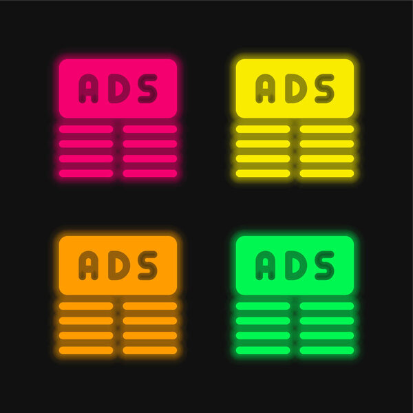 Banner four color glowing neon vector icon