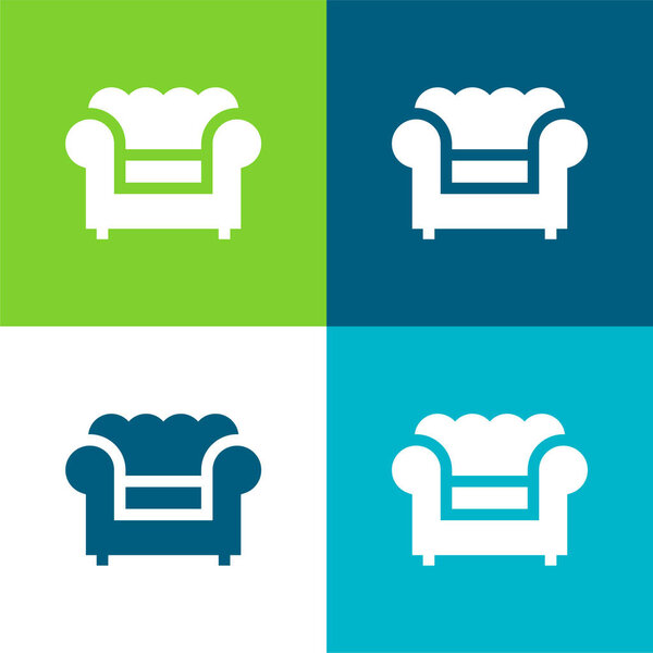 Armchair Flat four color minimal icon set