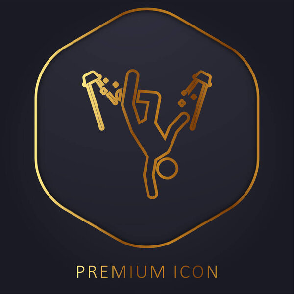 Break Dance golden line premium logo or icon