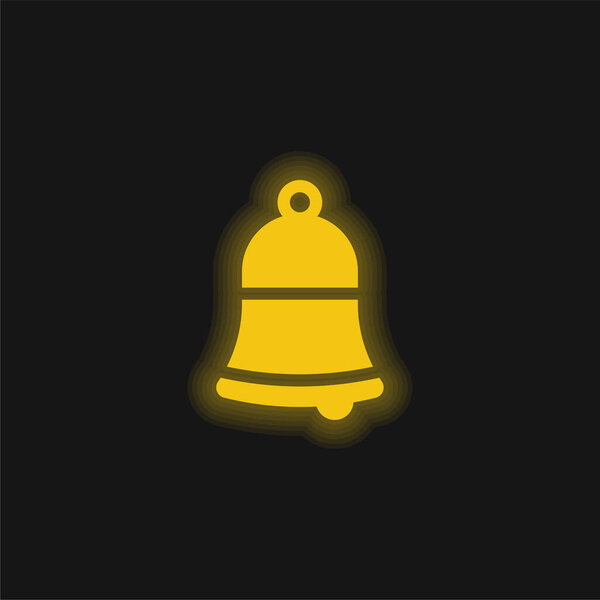 Bell yellow glowing neon icon