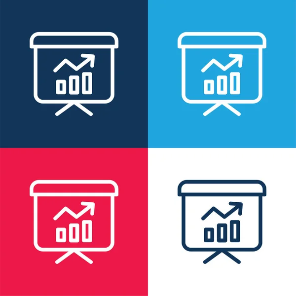 Analítica Azul Rojo Conjunto Iconos Mínimo Cuatro Colores — Vector de stock