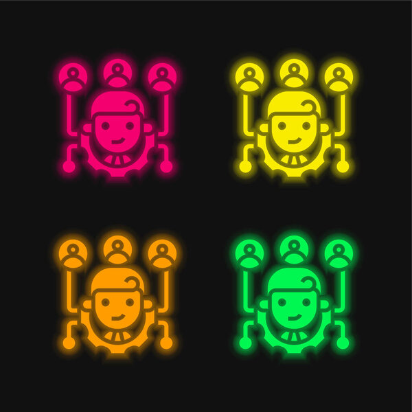 Партнерский маркетинг четыре цвета светящийся неоновый вектор значок