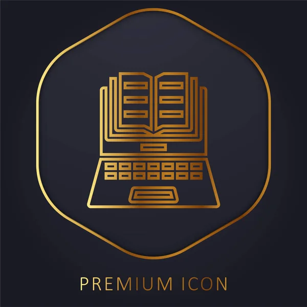 Libro Línea Oro Logotipo Premium Icono — Vector de stock