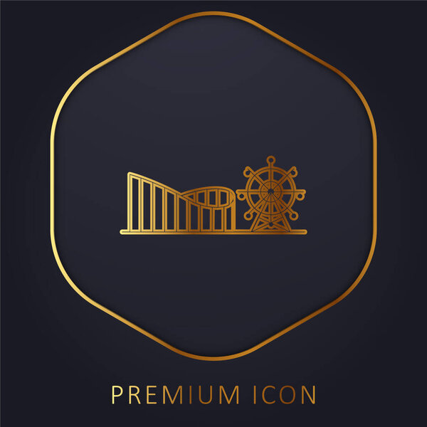 Amusement Park golden line premium logo or icon