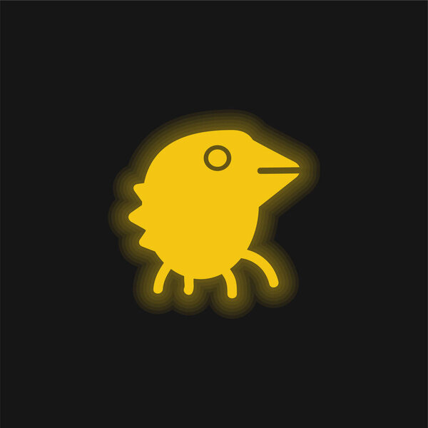 Bird Monster yellow glowing neon icon