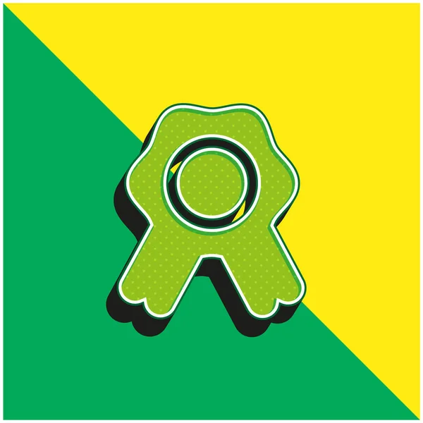 Badge Con Nastro Verde Giallo Moderno Logo Icona Vettoriale — Vettoriale Stock