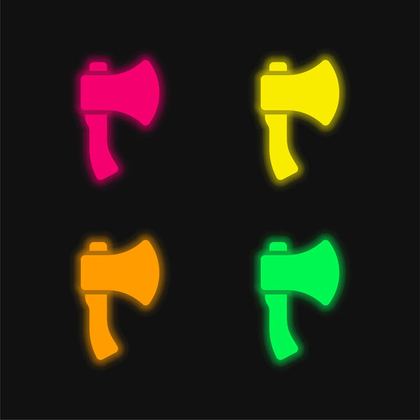 Axe four color glowing neon vector icon