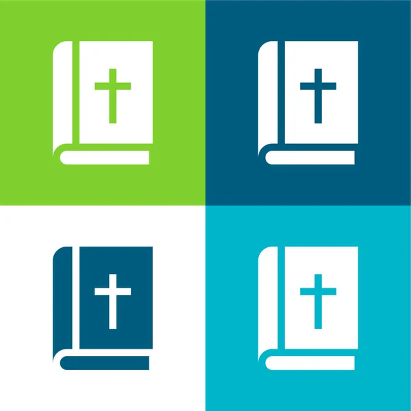 Bible Flat Four Color Minimal Icon Set — Stock Vector