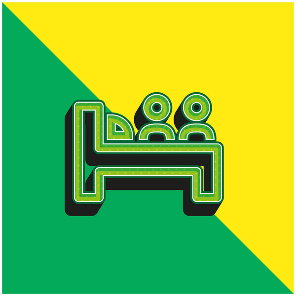 Bed For Two Persons Green and yellow modern 3d vector icon logo