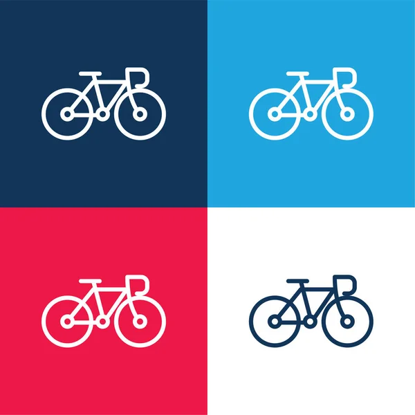 Fahrrad Blau Und Rot Vier Farben Minimales Symbol Set — Stockvektor