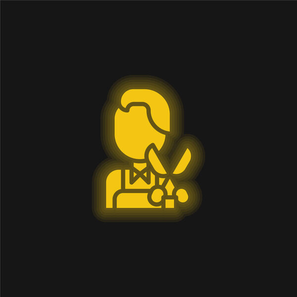 Желтый светящийся неоновый значок