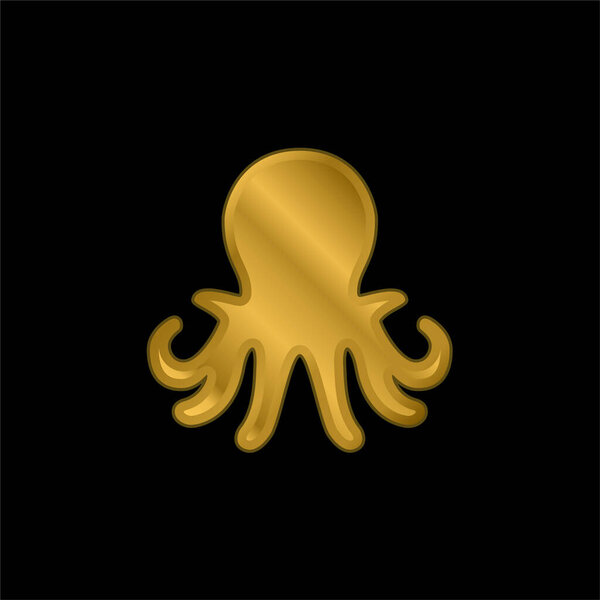 Aquarium Octopus gold plated metalic icon or logo vector