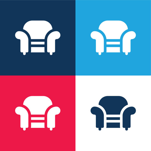 Armchair blue and red four color minimal icon set
