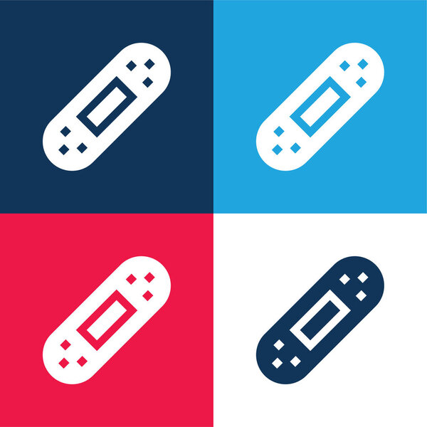 Band Aid blue and red four color minimal icon set