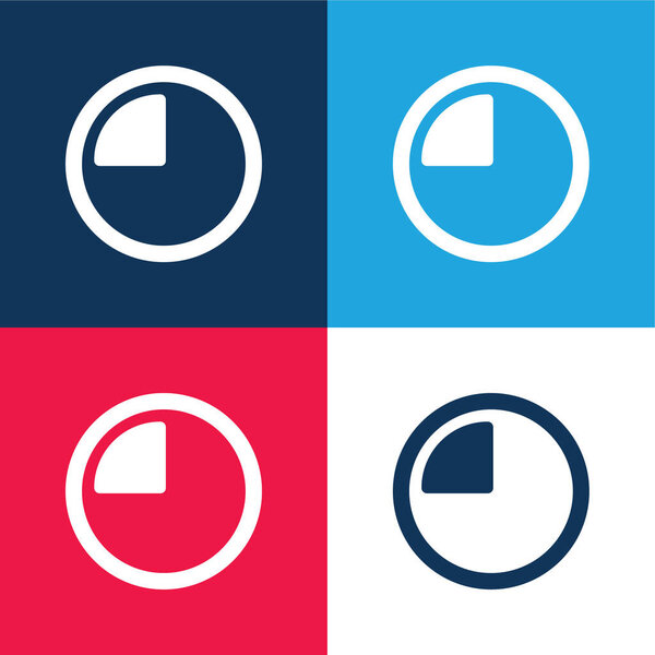 15 Minutes blue and red four color minimal icon set