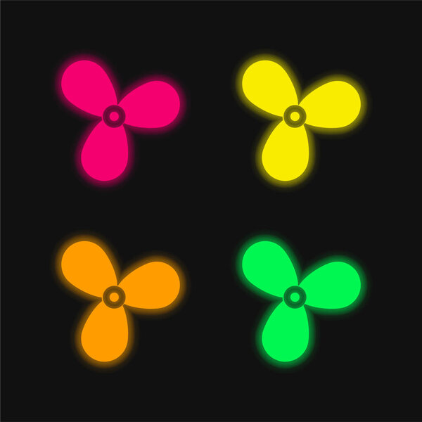 Boat Propeller four color glowing neon vector icon