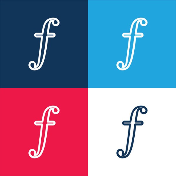 Aruba Guilder Валюта Символ синий и красный четыре цвета минимальный набор значков