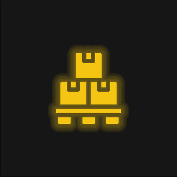 Box yellow glowing neon icon