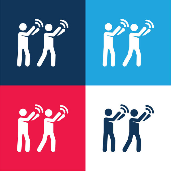 Аплодисменты синий и красный четыре цвета минимальный набор значков