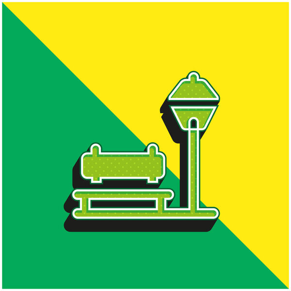 Bench Green and yellow modern 3d vector icon logo
