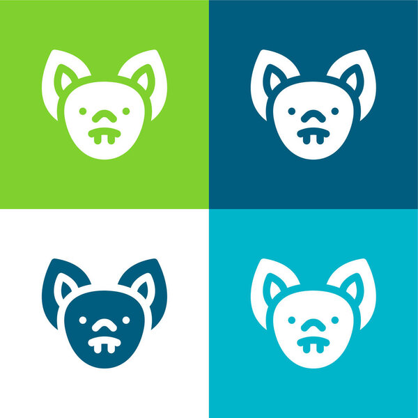 Bat Flat четыре цвета минимальный набор значков