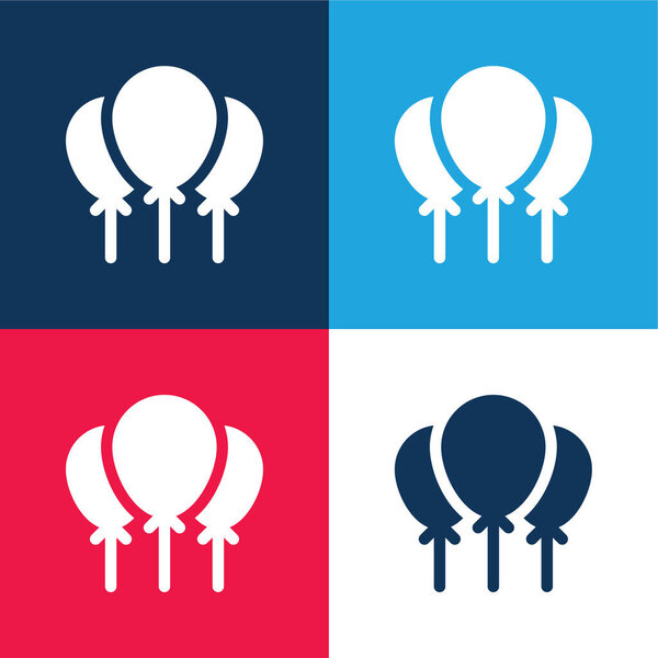 Воздушный шар синий и красный четыре цвета минимальный набор значков