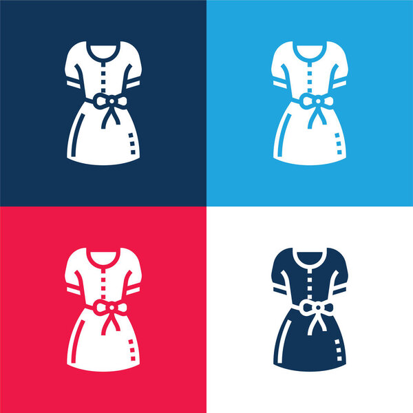 Blouse blue and red four color minimal icon set