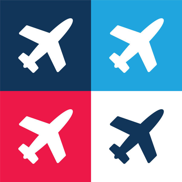 Самолет залит синим и красным четырехцветным минимальным набором значков