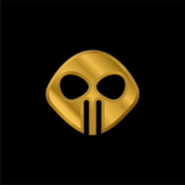 Alien Banhado Ouro Ícone Metálico Vetor Logotipo — Vetor de Stock