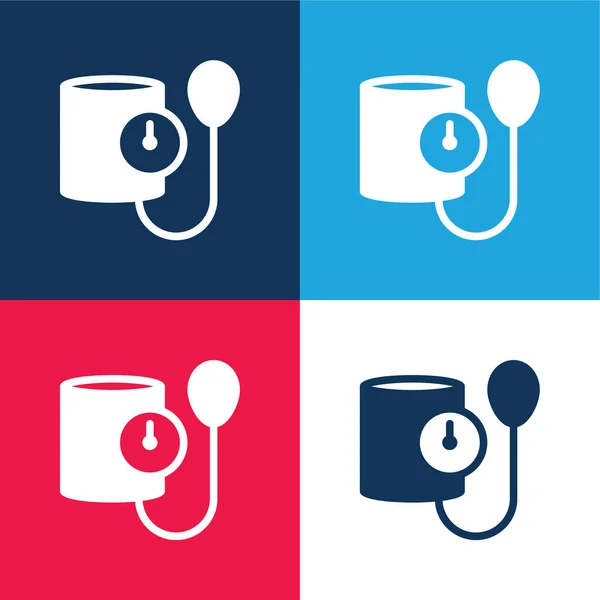 Blood Pressure Blue Red Four Color Minimal Icon Set — Stock Vector