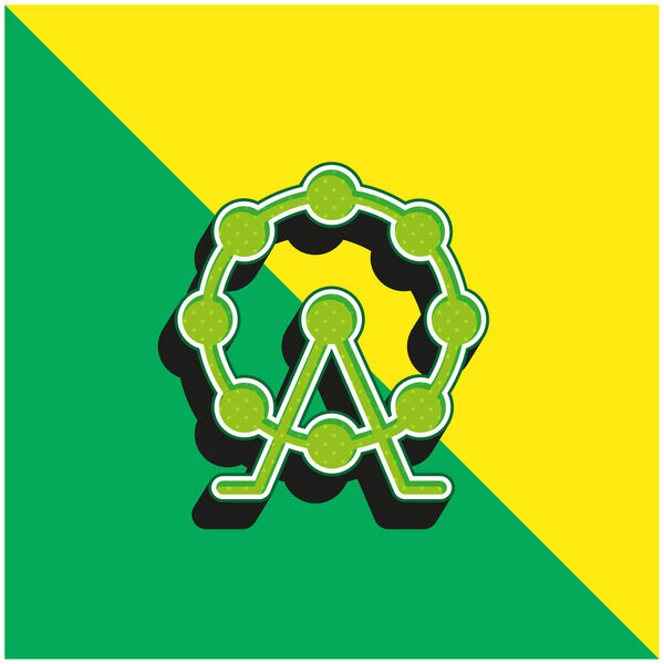 Big Ferris Wheel Green and yellow modern 3d vector icon logo