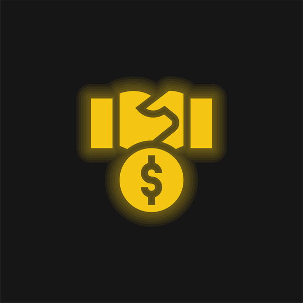 Подкуп жёлтой сияющей неоновой иконы