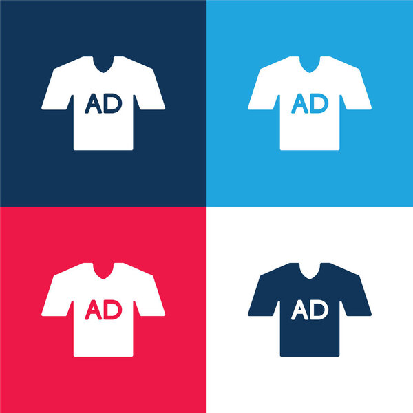 AD T Shirt blue and red four color minimal icon set