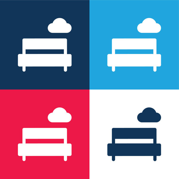 Bench blue and red four color minimal icon set