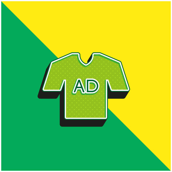 Футболка AD Зеленый и желтый современный 3D логотип векторной иконки