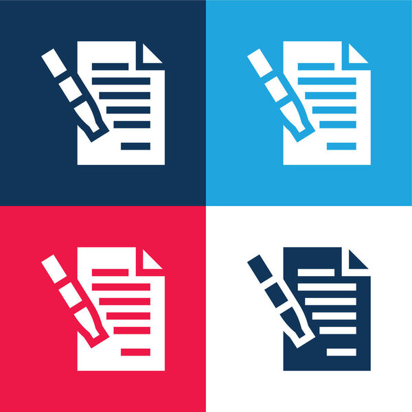 Договор синий и красный четыре цвета минимальный набор значков