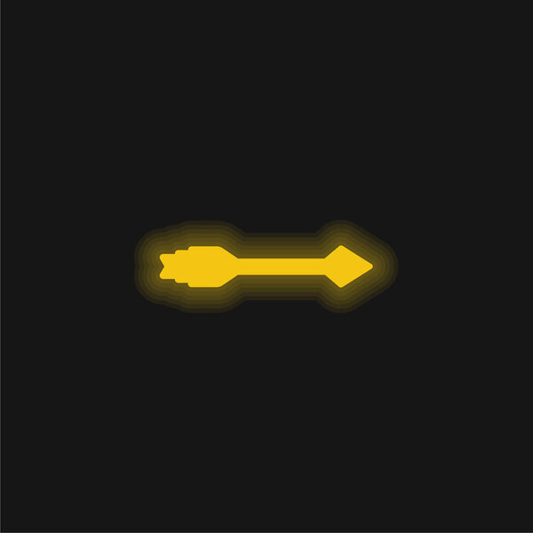 Arrow yellow glowing neon icon