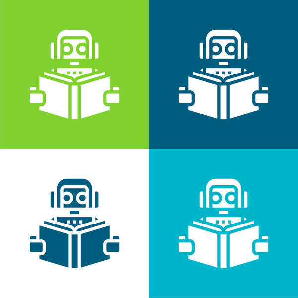 Bot Flat четыре цвета минимальный набор значков