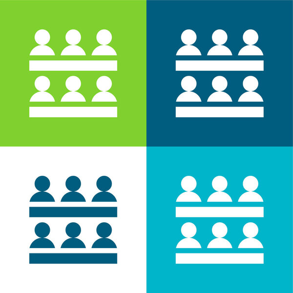 Ассоциация плоские четыре цвета минимальный набор значков