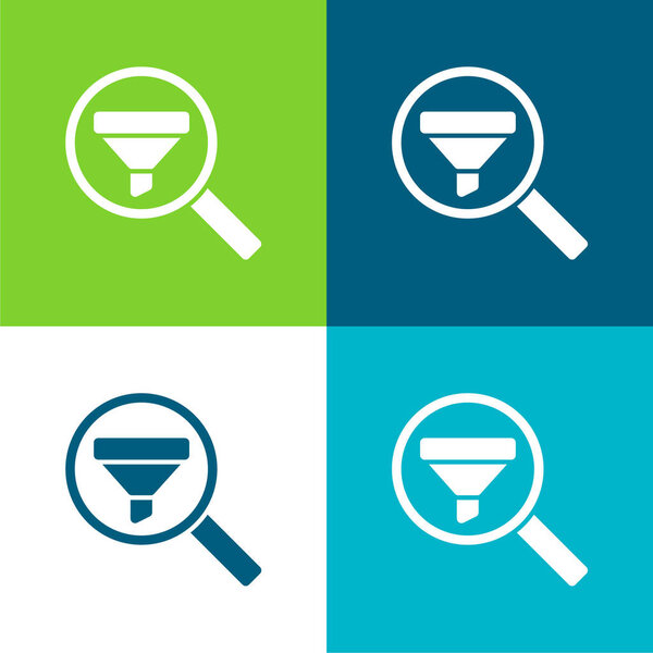 Analytics Flat four color minimal icon set