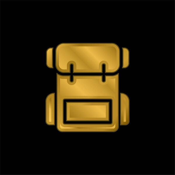 Backpack gold plated metalic icon or logo vector