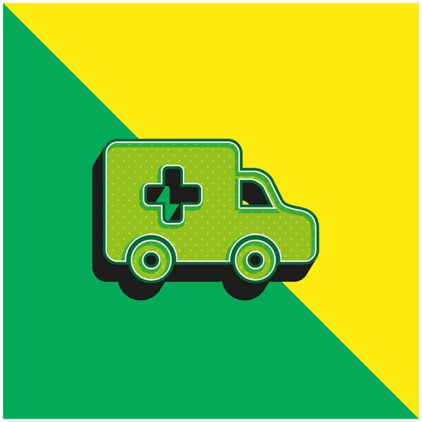 Зеленый и желтый современный трехмерный логотип с векторной иконкой