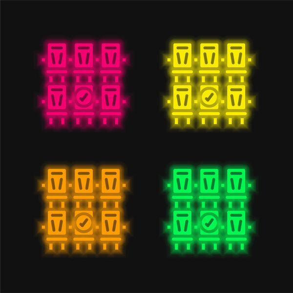 Booking four color glowing neon vector icon