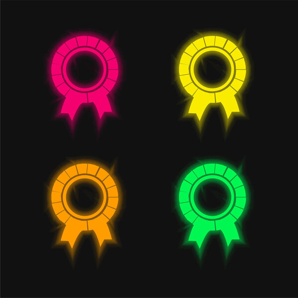 Award Badge four color glowing neon vector icon