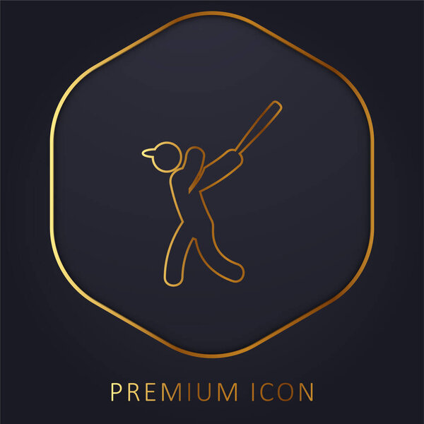 Baseball Player golden line premium logo or icon