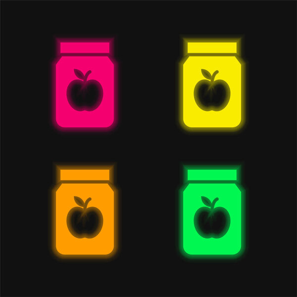 Apple Jam four color glowing neon vector icon
