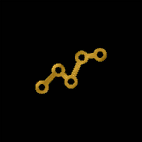 Ascending Business Graphic gold plated metalic icon or logo vector