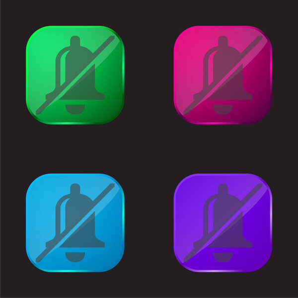 Bell Slash four color glass button icon