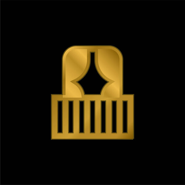 Balcony gold plated metalic icon or logo vector