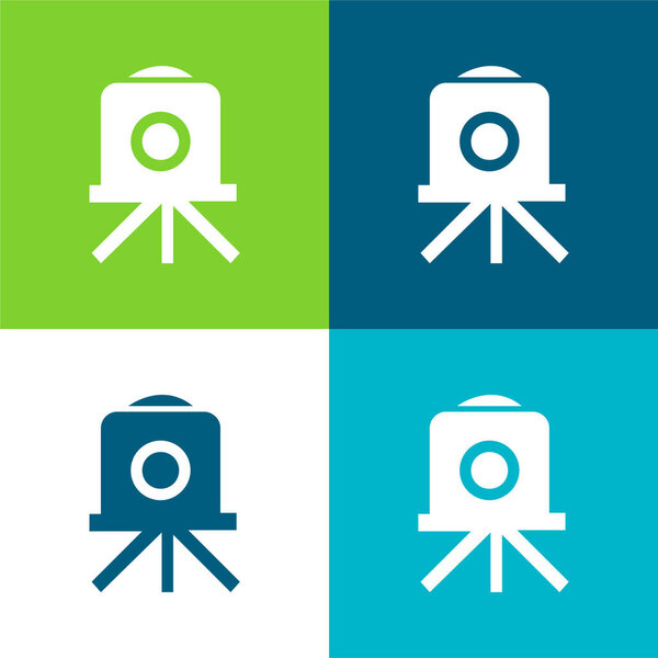 Антикварная графическая камера Плоский четырехцветный минимальный набор иконок